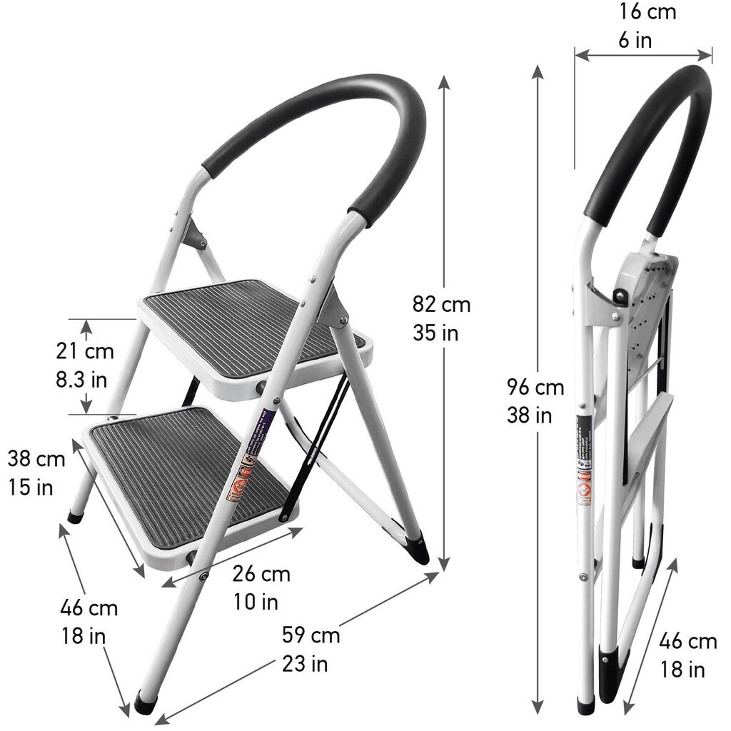 Kāpnes Wonder Worker mājsaimniecības, tērauda, 2 pakāpieni цена и информация | Saliekamās kāpnes, celtniecības sastatnes | 220.lv