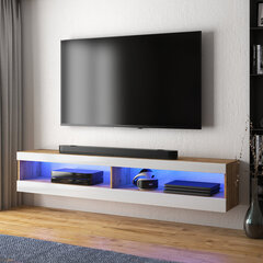 TV galdiņš Selsey Dean LED 140 cm, brūns/balts cena un informācija | TV galdiņi | 220.lv