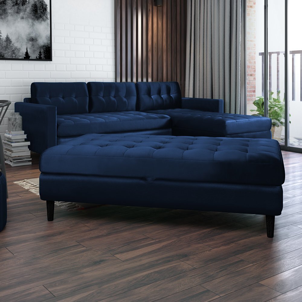 Stūra dīvāns Selsey Kopenhaga Monolith 77 ar pufu, zils цена и информация | Stūra dīvāni | 220.lv