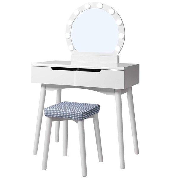 Tualetes galdiņš Selsey Gaga ar spoguli, balts cena | 220.lv