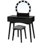 Tualetes galdiņš Selsey Gaga ar spoguli, melns cena un informācija | Kosmētikas galdiņi | 220.lv