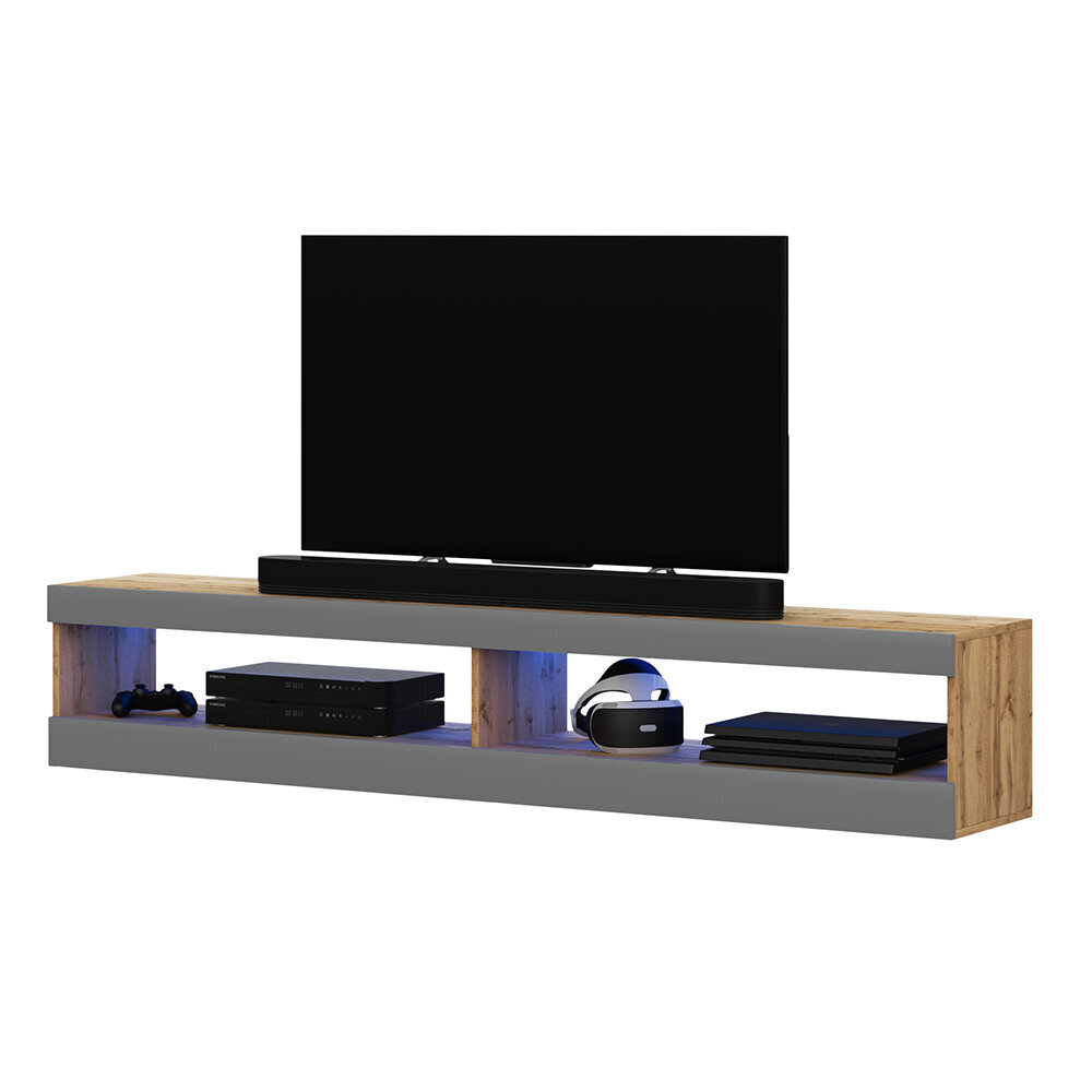 TV galdiņš Selsey Dean LED 140 cm, brūns/pelēks cena un informācija | TV galdiņi | 220.lv