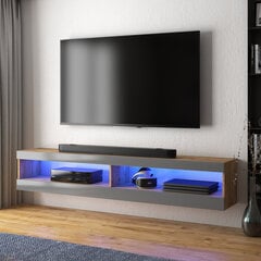 TV galdiņš Selsey Dean LED 140 cm, brūns/pelēks cena un informācija | TV galdiņi | 220.lv