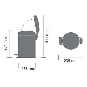 Miskaste 3l ar pedāli, NewIcon , balta, Brabantia цена и информация | Miskastes | 220.lv