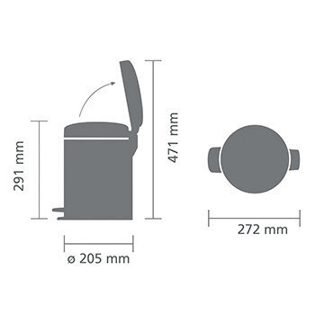 Miskaste 5l ar pedāli, NewIcon, Metallic grey, Brabantia cena un informācija | Miskastes | 220.lv