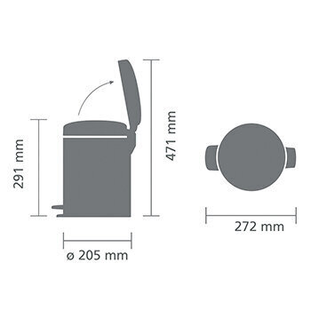 Brabantia miskaste NewIcon, 5 l, tumši pelēka cena un informācija | Miskastes | 220.lv