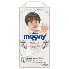 Japāņu autiņbiksītes-biksītes Moony Natural L, 9-14 kg, 36 gab. цена и информация | Подгузники | 220.lv