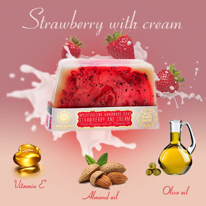 Glicerīna ziepes STRAWBERRIES AND CREAM Saules Fabrika 80 g cena un informācija | Ziepes | 220.lv