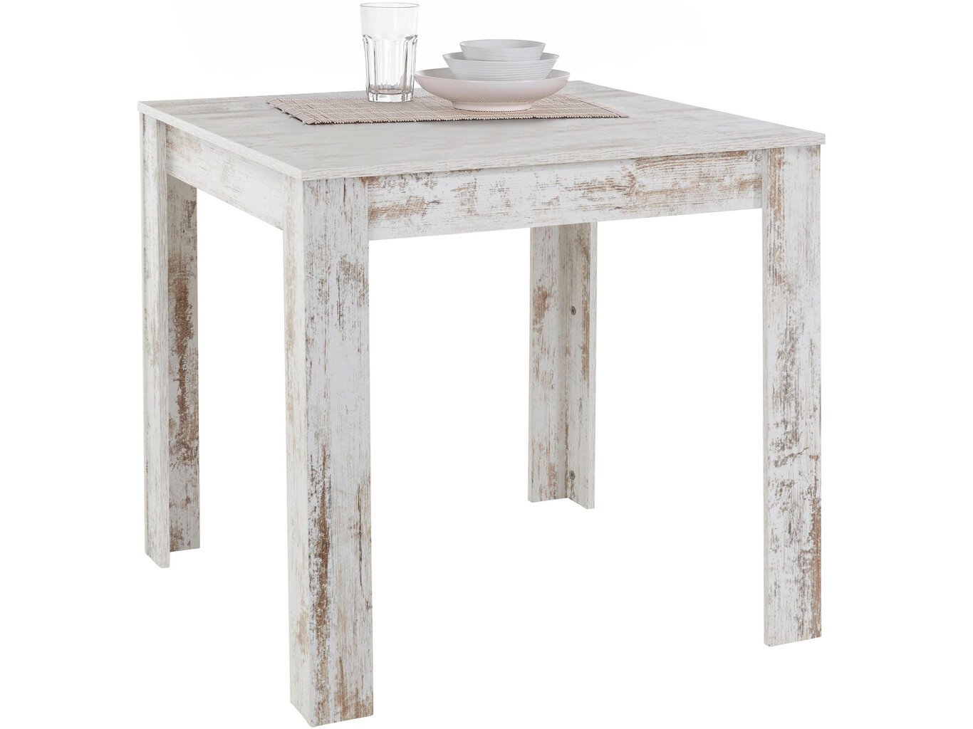 Pusdienu galds Notio Living Lori 80 cm, vecināts balts cena un informācija | Virtuves galdi, ēdamgaldi | 220.lv