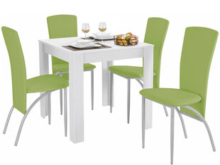 Комплект мебели для столовой Notio Living Lori 80/Nevada, белый/зеленый цена и информация | Комплекты мебели для столовой | 220.lv