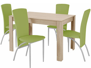 Комплект мебели для столовой Notio Living Lori 120/Nevada, цвета дуба/зеленый цена и информация | Комплекты мебели для столовой | 220.lv