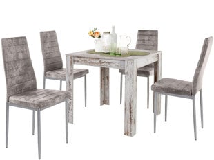 Комплект мебели для столовой Notio Living Lori 80/Kota, состаренный белый/светло-серый //размеры стульев не указаны цена и информация | Комплекты мебели для столовой | 220.lv