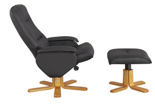 Atzveltnes krēsls ar kāju balstu Notio Living Napoli, melnā/ozola krāsā kaina ir informacija | Atpūtas krēsli | 220.lv