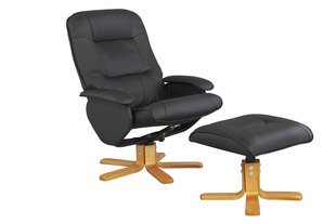 Atzveltnes krēsls ar kāju balstu Notio Living Napoli, melnā/ozola krāsā цена и информация | Кресла в гостиную | 220.lv