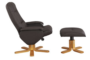 Кресло с подставкой для ног Notio Living Napoli, коричневого/дубового цвета цена и информация | Кресла в гостиную | 220.lv
