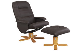 Кресло с подставкой для ног Notio Living Napoli, коричневого/дубового цвета цена и информация | Кресла в гостиную | 220.lv