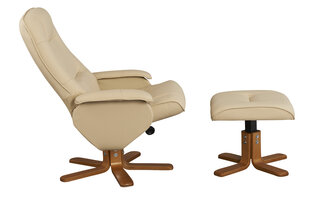 Кресло с подставкой для ног Notio Living Napoli, кремового/дубового цвета  цена и информация | Кресла в гостиную | 220.lv