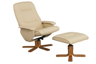Кресло с подставкой для ног Notio Living Napoli, кремового/дубового цвета  цена и информация | Кресла в гостиную | 220.lv