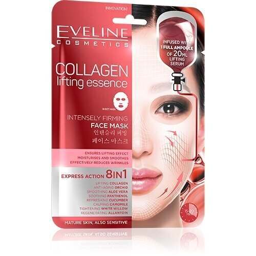 Nostiprinoša sejas maska Eveline Cosmetics Collagen Lifting Essence 8in1 1 gab. цена и информация | Sejas maskas, acu maskas | 220.lv