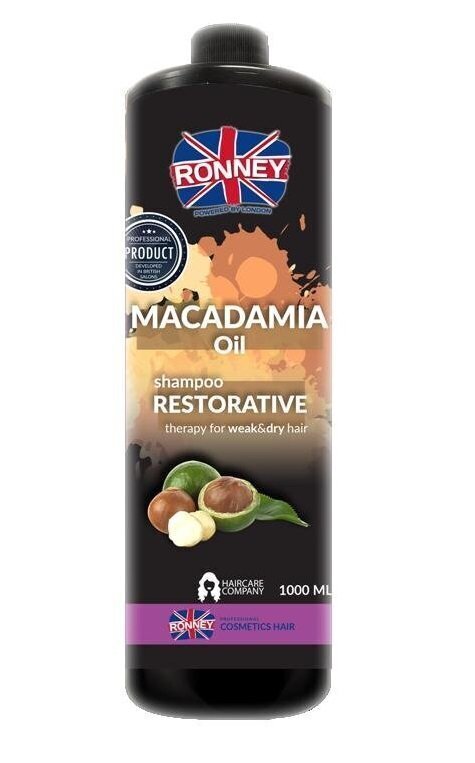 Matu atjaunojošs šampūns Ronney Professional Macadamia Oil Complex Restorative 1000 ml цена и информация | Šampūni | 220.lv