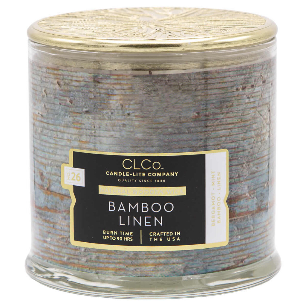 Candle-Lite aromātiska svece ar vāciņu Bamboo Linen, 396 g cena un informācija | Sveces un svečturi | 220.lv