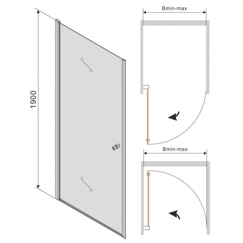 Dušas durvis Mexen Pretoria black mat 70,80,90 cm cena un informācija | Dušas durvis, dušas sienas | 220.lv