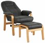 Mākslīgās ādas krēsls ar kāju balstu Notio Living Alsace, tumši pelēks cena un informācija | Atpūtas krēsli | 220.lv