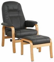 Mākslīgās ādas krēsls ar kāju balstu Notio Living Alsace, tumši pelēks cena un informācija | Atpūtas krēsli | 220.lv
