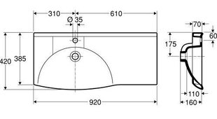 Ifo Sign izlietne Compact 7422, 920x420mm, kreisās puses cena un informācija | Ifo Mājai un remontam | 220.lv