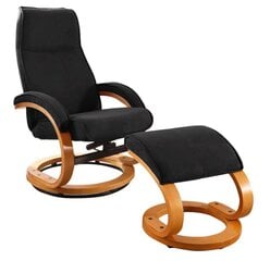Krēsls ar pufu Notio Living Paprika I, melns/ozola krāsas kaina ir informacija | Atpūtas krēsli | 220.lv