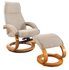 Krēsls ar pufu Notio Living Paprika I, krēmkrāsas/ozola krāsas kaina ir informacija | Atpūtas krēsli | 220.lv