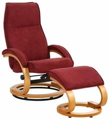 Krēsls ar pufu Notio Living Paprika I, sarkans/ozola krāsas cena un informācija | Atpūtas krēsli | 220.lv