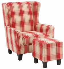 Krēsls ar pufu Notio Living Spicy, sarkans/smilškrāsas cena un informācija | Atpūtas krēsli | 220.lv