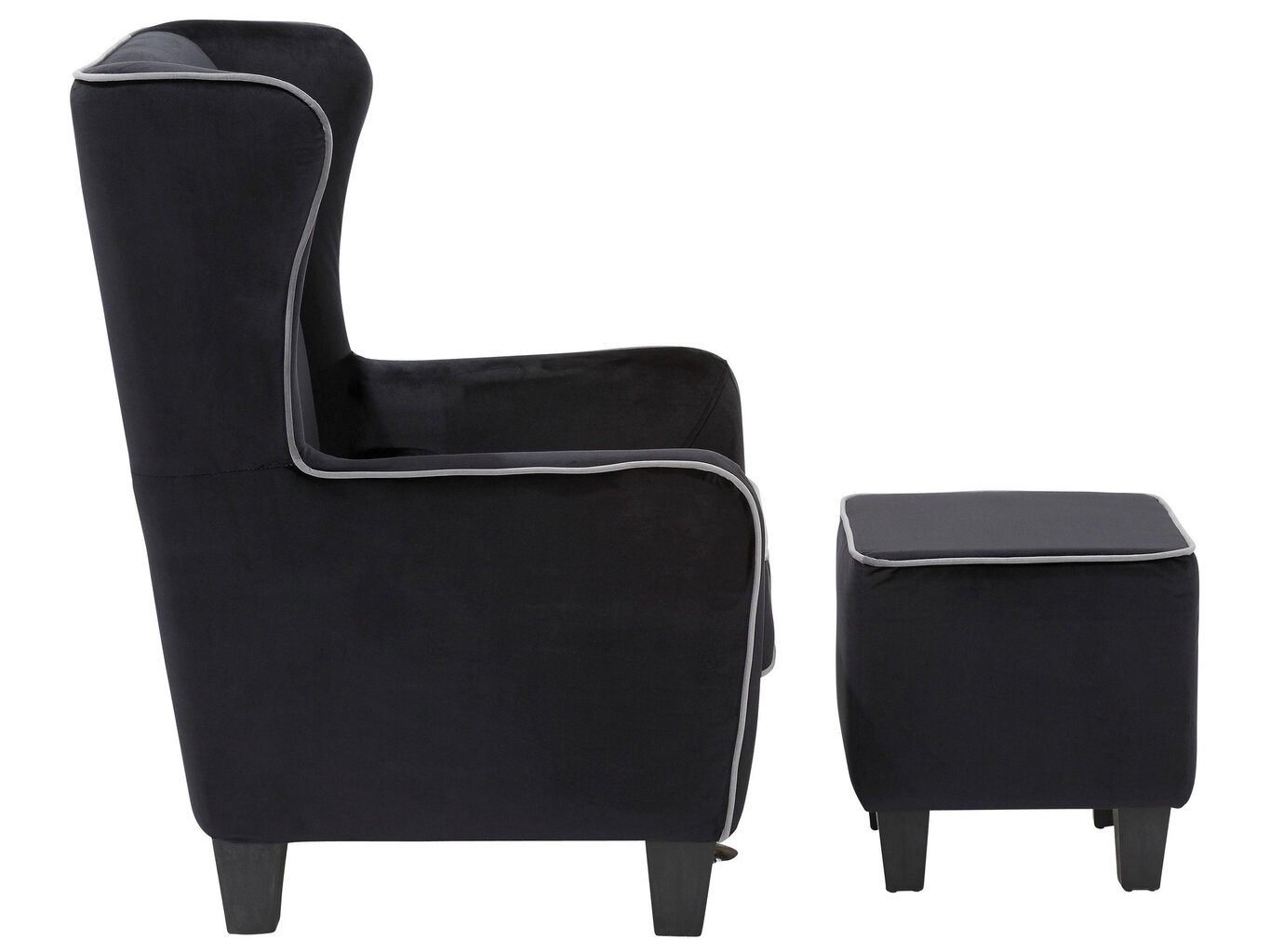 Krēsls ar pufu Notio Living Paprika Velvet, melns/pelēks cena un informācija | Atpūtas krēsli | 220.lv