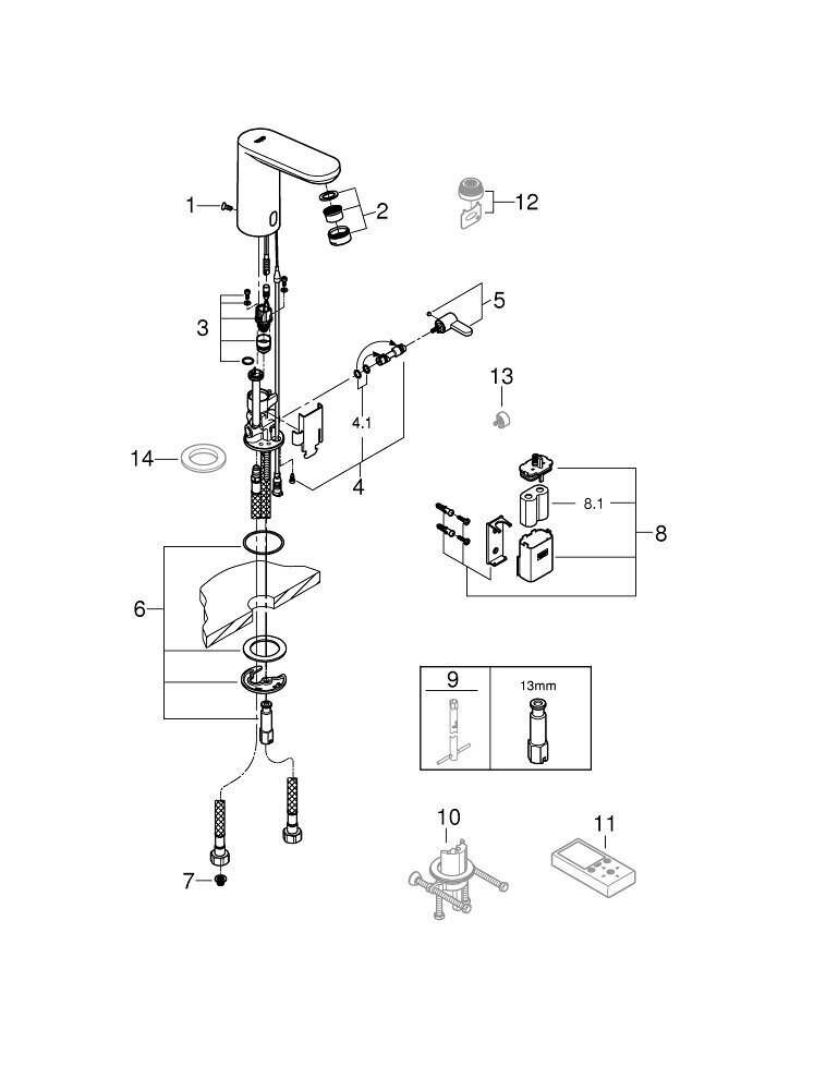 Eurosmart elektroniskais izlietnes jaucējkrāns Grohe 6V cena un informācija | Jaucējkrāni | 220.lv