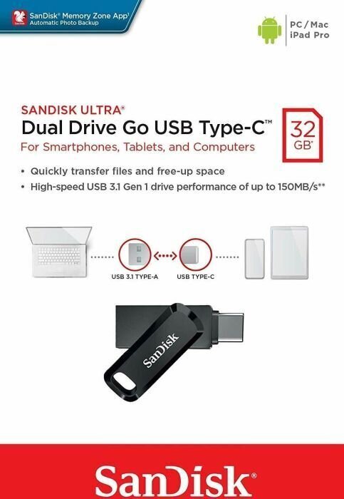 MEMORY DRIVE FLASH USB-C 32GB/SDDDC3-032G-G46 SANDISK cena un informācija | USB Atmiņas kartes | 220.lv