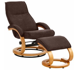 Krēsls ar pufu Notio Living Paprika I, brūns/ozola krāsas kaina ir informacija | Atpūtas krēsli | 220.lv