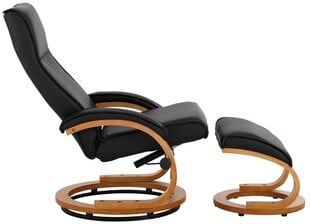 Atzveltnes krēsls ar kāju balstu Notio Living Paprika Pu, pelēkā/ozola krāsā цена и информация | Кресла в гостиную | 220.lv