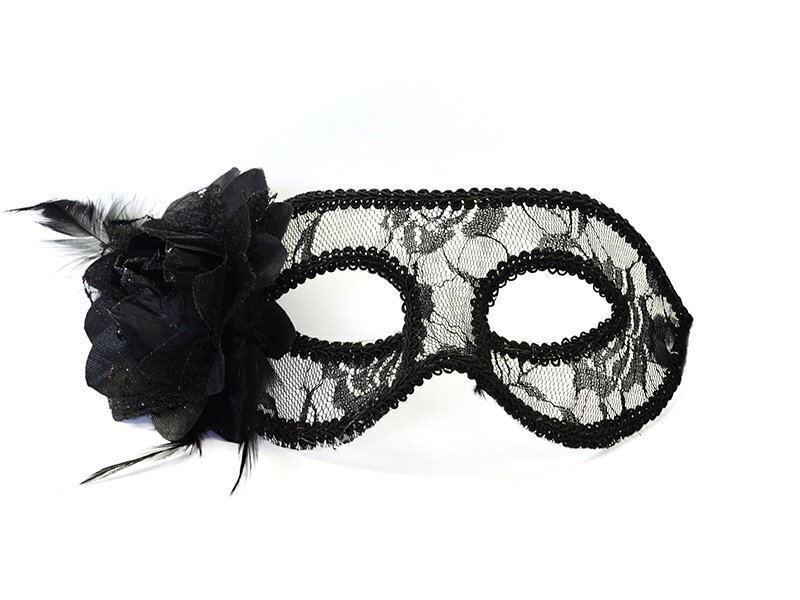 Maska ballītei ar melnām mežģīnēm un rozi цена и информация | Karnevāla kostīmi, maskas un parūkas | 220.lv
