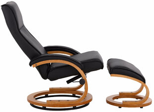 Krēsls ar pufu Notio Living Paprika Pu,melns/ozola krāsas kaina ir informacija | Atpūtas krēsli | 220.lv