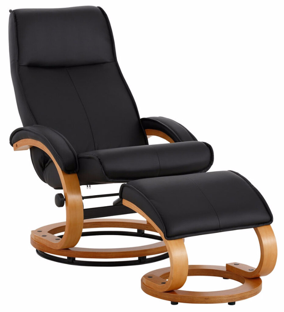 Krēsls ar pufu Notio Living Paprika Pu,melns/ozola krāsas цена и информация | Atpūtas krēsli | 220.lv