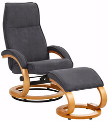 Krēsls ar pufu Notio Living Paprika I, pelēks/ozola krāsas cena un informācija | Atpūtas krēsli | 220.lv
