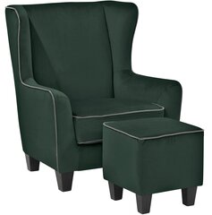 Кресло с пуфом Notio Living Paprika Velvet, зеленое/серое цена и информация | Кресла в гостиную | 220.lv