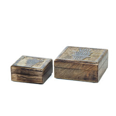 Dekoratīvās kastes, koka, 2 gab. cena un informācija | Interjera priekšmeti | 220.lv