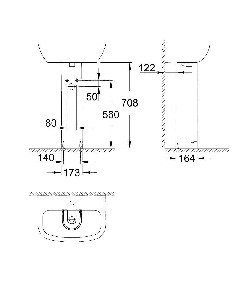 Grohe Bau Ceramic pjedestāls izlietnei cena un informācija | Izlietnes | 220.lv