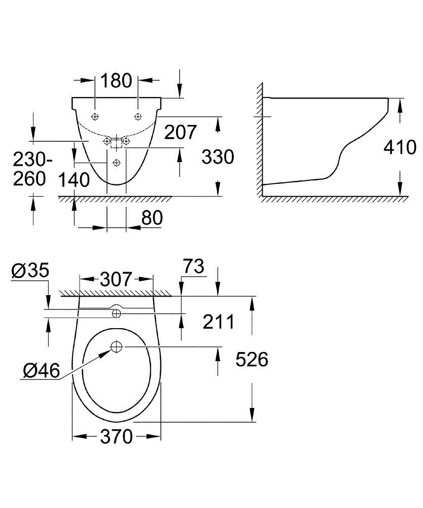 Grohe Bau Ceramic uz sienas uzstādams bidē cena un informācija | Bidē | 220.lv