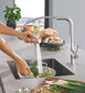 Grohe Essence virtuves jaucējkrāns ar augstu krānu, pilnu grozāmu diapazonu un pagarināmu dušu cena un informācija | Ūdens maisītāji virtuvei | 220.lv
