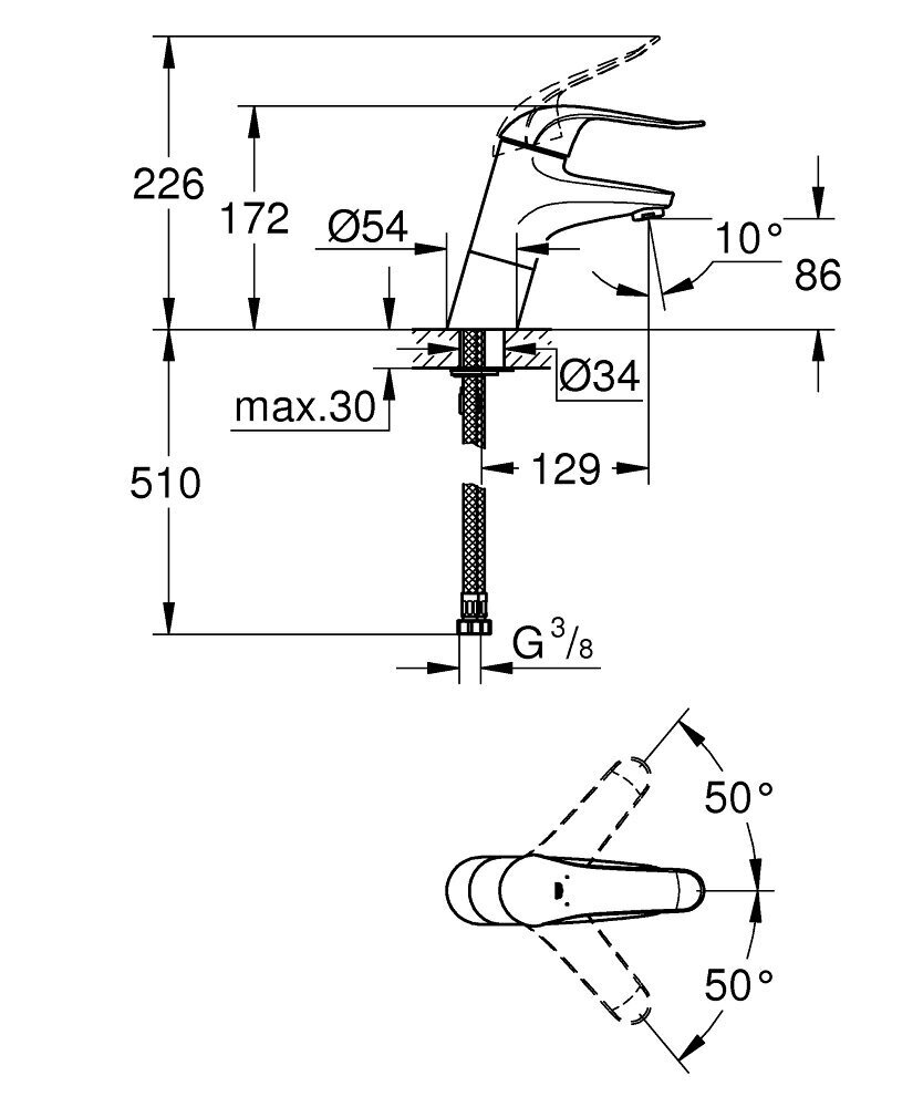 Grohe Euroeco Spezial izlietnes jaucējkrāns, hroms cena un informācija | Jaucējkrāni | 220.lv