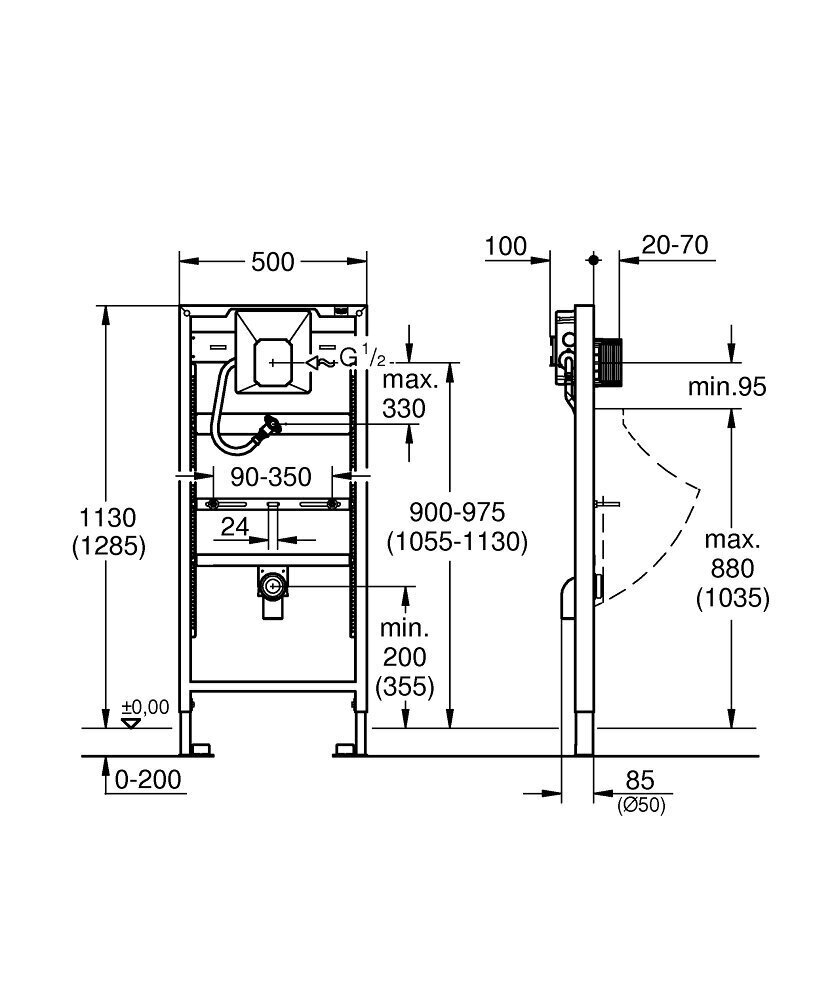 Grohe Rapid SL zemapmetuma pisuāra rāmis цена и информация | Tualetes podi | 220.lv