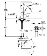 Grohe Plus однорычажный смеситель для раковины, размер L и поворотный излив 23873003 цена и информация | Смесители | 220.lv